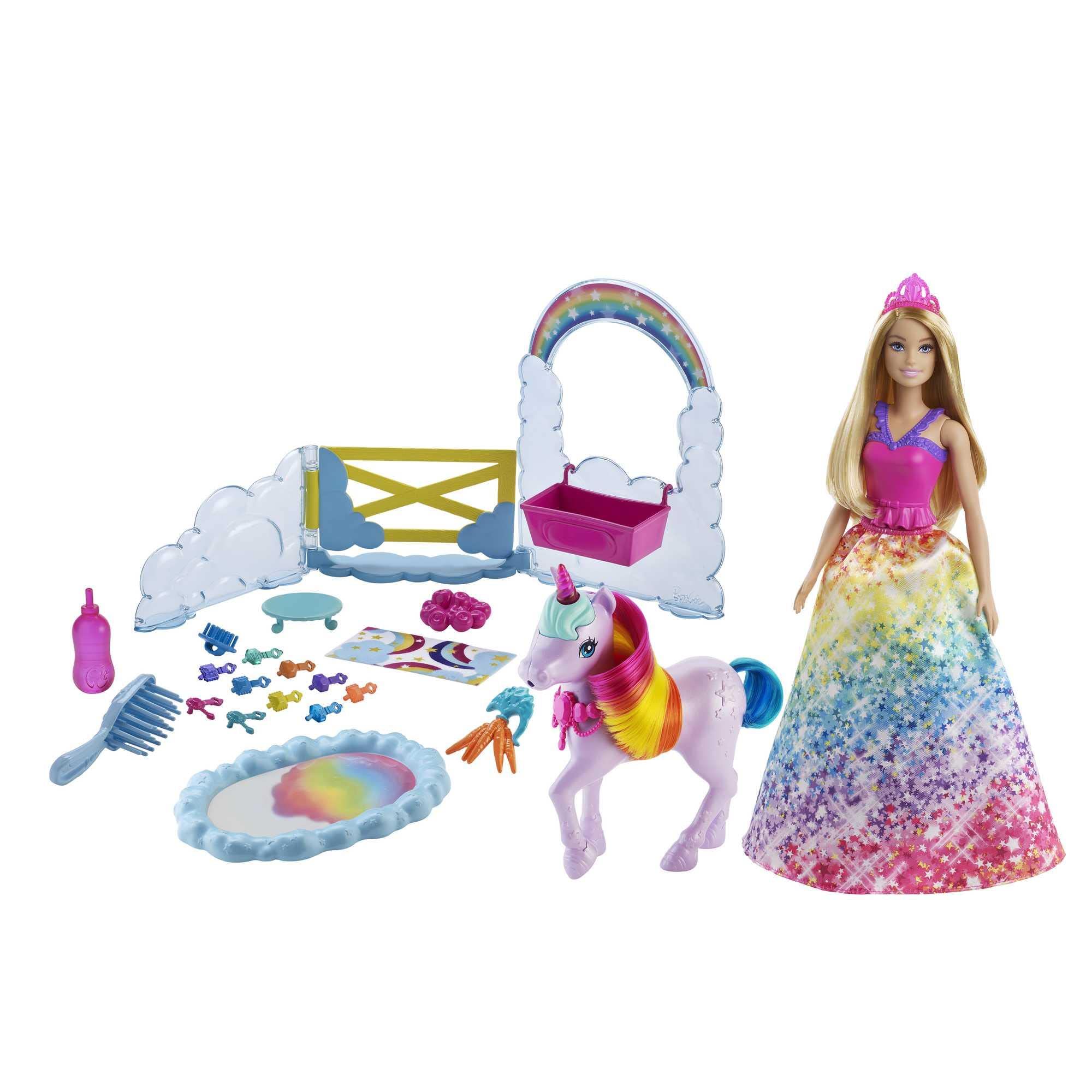 Barbie Dreamtopia Unicorn Pet Playset with Barbie Princess Doll, Unicorn with Color Change Potty Feature & 18 Accessories, Gift for 3 to 7 Year Olds, GTG01