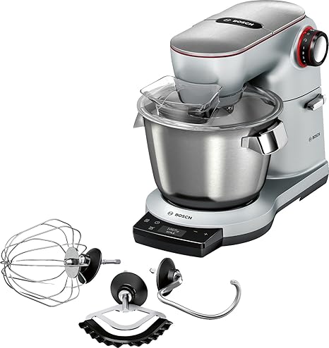 Bosch MUM9AX5S00 OptiMUM Küchenmaschine (1500 W, 3 Profi-Rührwerkzeuge Edelstahl, spülmaschinenfest, integrierte Waage, Autom