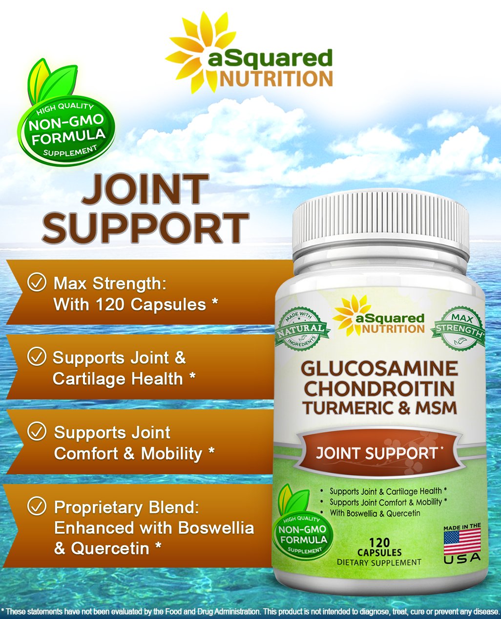 Glucosamine Chondroitin Turmeric MSM Boswellia 120 Capsules Joint