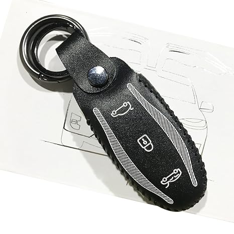 For Tesla Model S Remote Key Fob Flip Key Protection Case Cover Key Remote Control Smart Leather Key Fob Holder White