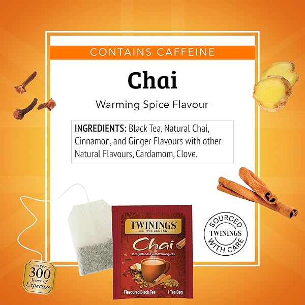 TWININGS OF LONDON CHAI TEA BAGS, 25 COUNT