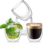 YMMIND Set of 4 Double Walled Glass Coffee Mugs 3 Ounces Insulated Layer Coffee Cups Borosilicate Glass Espresso Cup for Hot Beverage,Cappuccino,Tea,Latte,Wine,Microwave Safe
