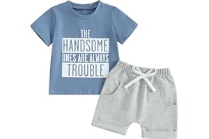 SEJARDIN Toddler Baby Boy Clothes Mamas Little Boy Summer Outfit Short Sleeve Letter T Shirt Tops Newborn Rolled Shorts Set