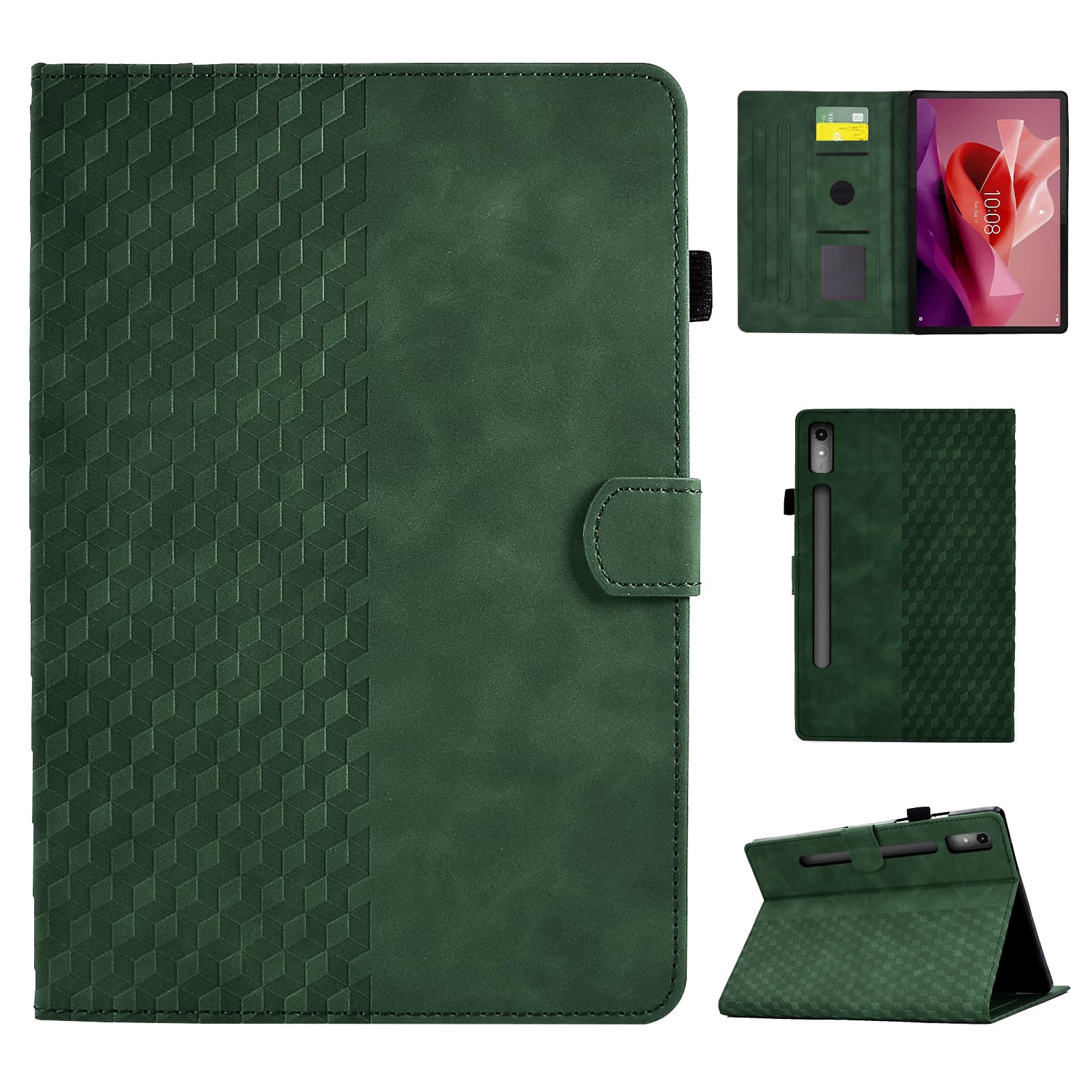 CASAFUNY Case for Lenovo Tab P12 Case 12.7 Inch 2023 Protective Tablet Case Multi-Angle Stand Cover with Auto Wake/Sleep Function for Lenovo Tab P12 2023 Released TB370FU, Green — image 1