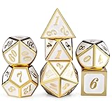 DnDnD White with Gold Number DND Dice Sets,Solid