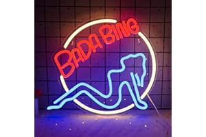 WANXING Bada Bing Neon Signs Led Sign for Bedroom Sopranos Merch Light up Sign Neon Light Sign with USB/Switch Operated Man Cave Led Neon Sign for Wall Decor Bar Club Party Bedroom