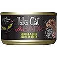 TIKI PETS Cat After Dark Grain-Free, Low-Carbohydrate Wet Food with Real Shredded Meat for Cats & Kittens, 2.8oz, 12pk, Chicken & Beef, Black (11240)