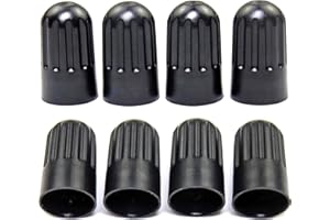 ADIOPRO 8 Pack Black Plastic Tire Valve Stem Caps – Universal Long Air Valve Covers with Rubber Seal for TPMS and TR20008 Rubber Valves – Dustproof Airtight Seal
