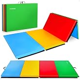 BalanceFrom 10x4 Feet 4-Panel Folding Gymnastics Mat &ndash; 2-Inch Thick Pad with Vinyl Surface and Carrying Handles for Tumbling, Yoga, Pilates, Home Workouts, and Martial Arts