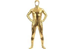Aniler Men's and Women's Shiny Metallic Open Face Zipper Stretchy Zentai Bodysuit