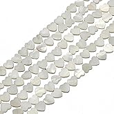 Yochus 70pcs Heart Shaped Natural Shell Loose Beads,White Color 10mm Horizontal Hole Irregular Shellfish Beads for DIY Crafts Earring Bracelet Jewelry Making Supplies
