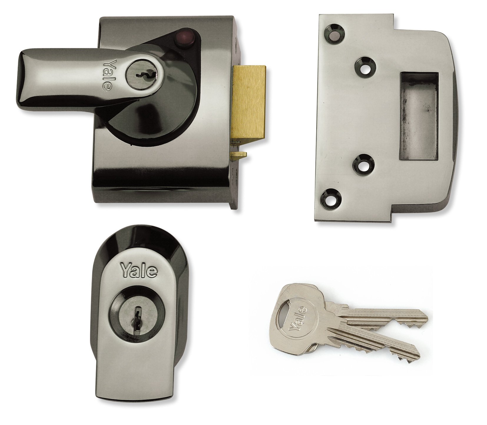 Yale P-BS2-CH-CH-40 - BS2 British Standard Nightlatch - 40mm - Chrome Finish - High Security Approved by Insurance Companies