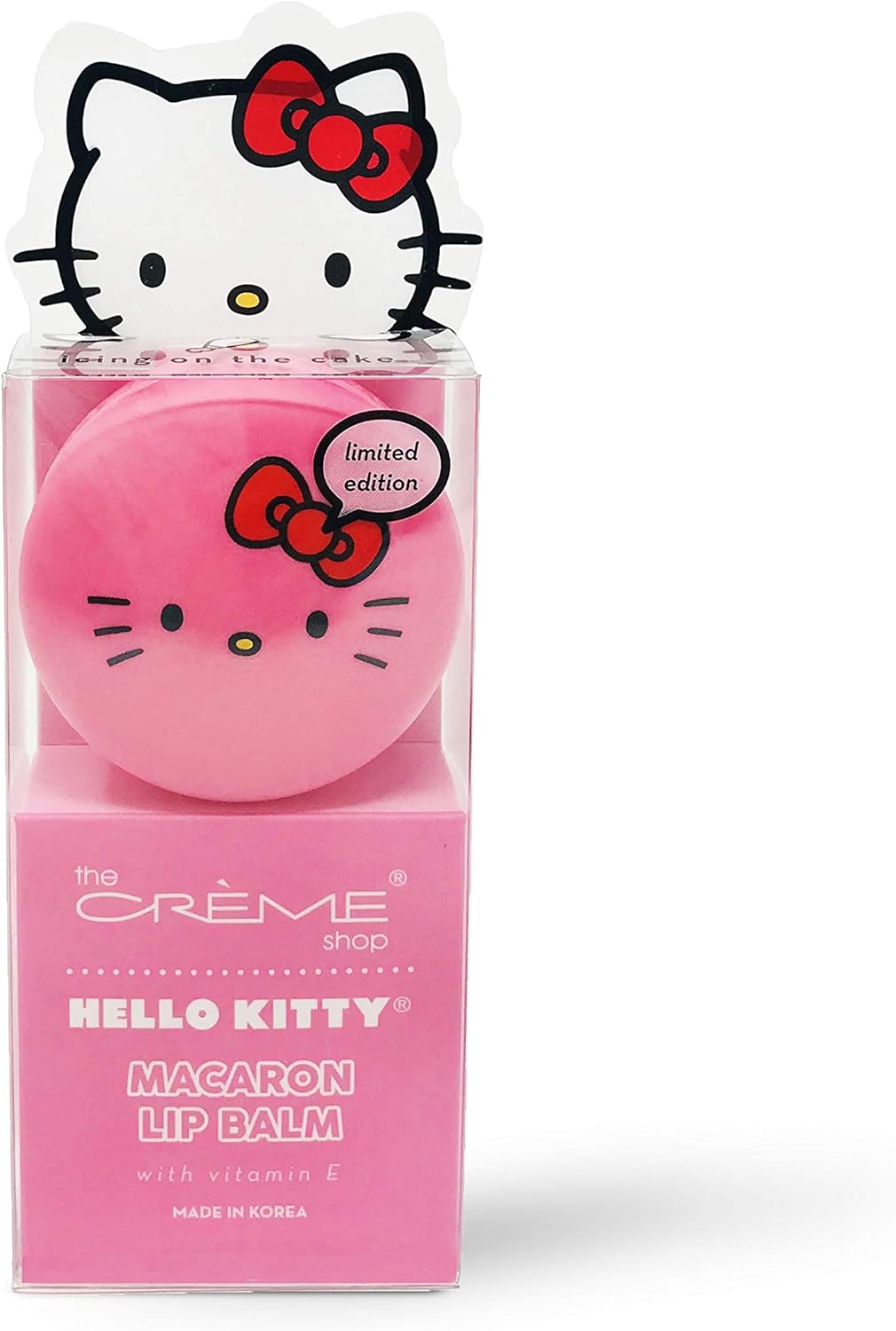 The Crème Shop x Sanrio Hello Kitty Macaron Lip Balm (Hello Kitty Icing On The Cake) Korean Cute Scented Pocket Portable Soothing Advanced Must-Have on-The-go
