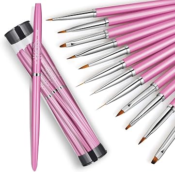 Lot De 12 Pinceaux Pour Nail Art Peinture Sur Ongles Pinceau A Dessin Ligne Degradee Plate Gel Uv Acrylique Pointes De Manucure Avec Flacon De Rangement Amazon Fr Beaute Et Parfum