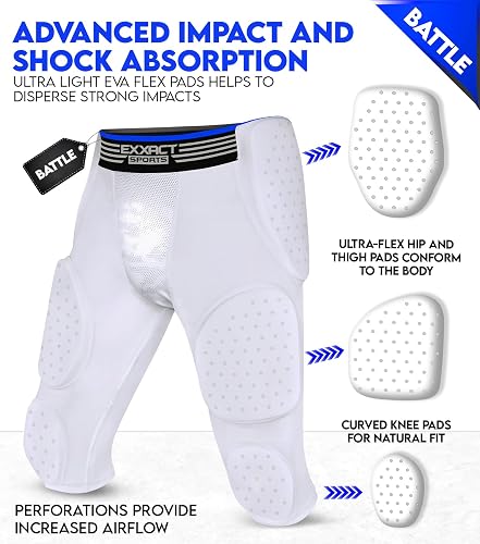 Diamemon Football Girdle For Men & Youth - 5-Pad Padded Compression Shorts With Hip & Thigh Protection