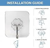 WOVU 20Pcs Heavy Duty Wall Hooks 15 kg Transparent Adhesive No Drill view 5