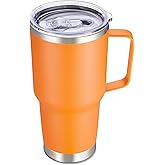 Cool Yoleb 30 oz Tumbler with Handle and Lid, Stainless Steel Tumblers Double Wall Vacuum Insulated Travel Mug Leak Proof Cup Keep Drinks Cold and Hot Orange, 1 Pack