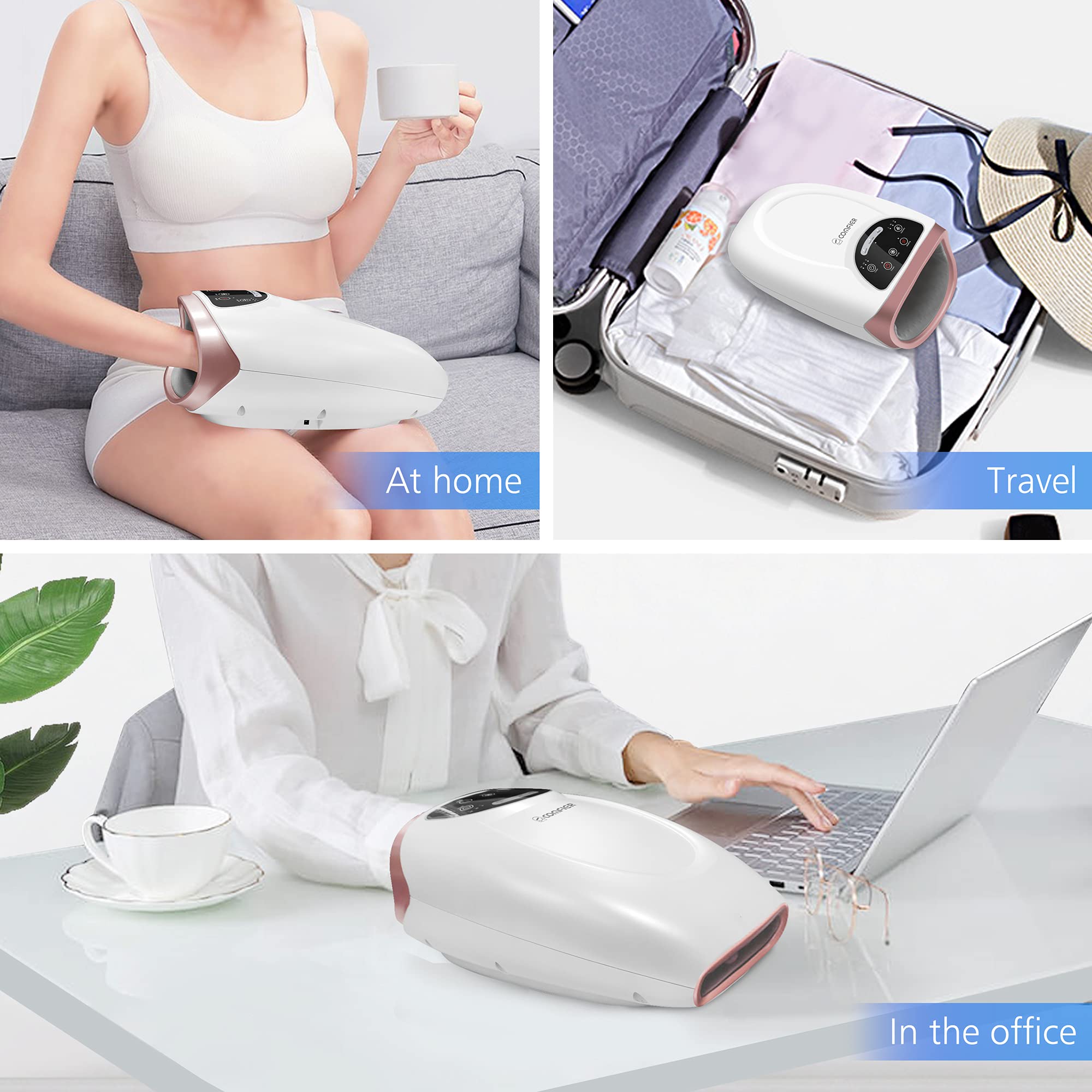 COMFIER Hand Massager with Heat, Cordless Hand Massage Tool with Compression & Heating,3 Modes & 3 Levels Pressure Point Hand Massager for Arthritis and Carpal Tunnel from Finger to Wrist