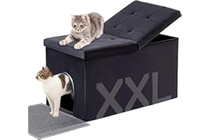 MEEXPAWS Cat Litter Box Enclosure Furniture Hidden Extra Large, Lift Design Lid Velvet Cat Washroom Bench Storage Cabinet | 35.4x19.7x19.7 in | Dog Proof|Urine Proof Inside|Quick Assembly| Easy Clean