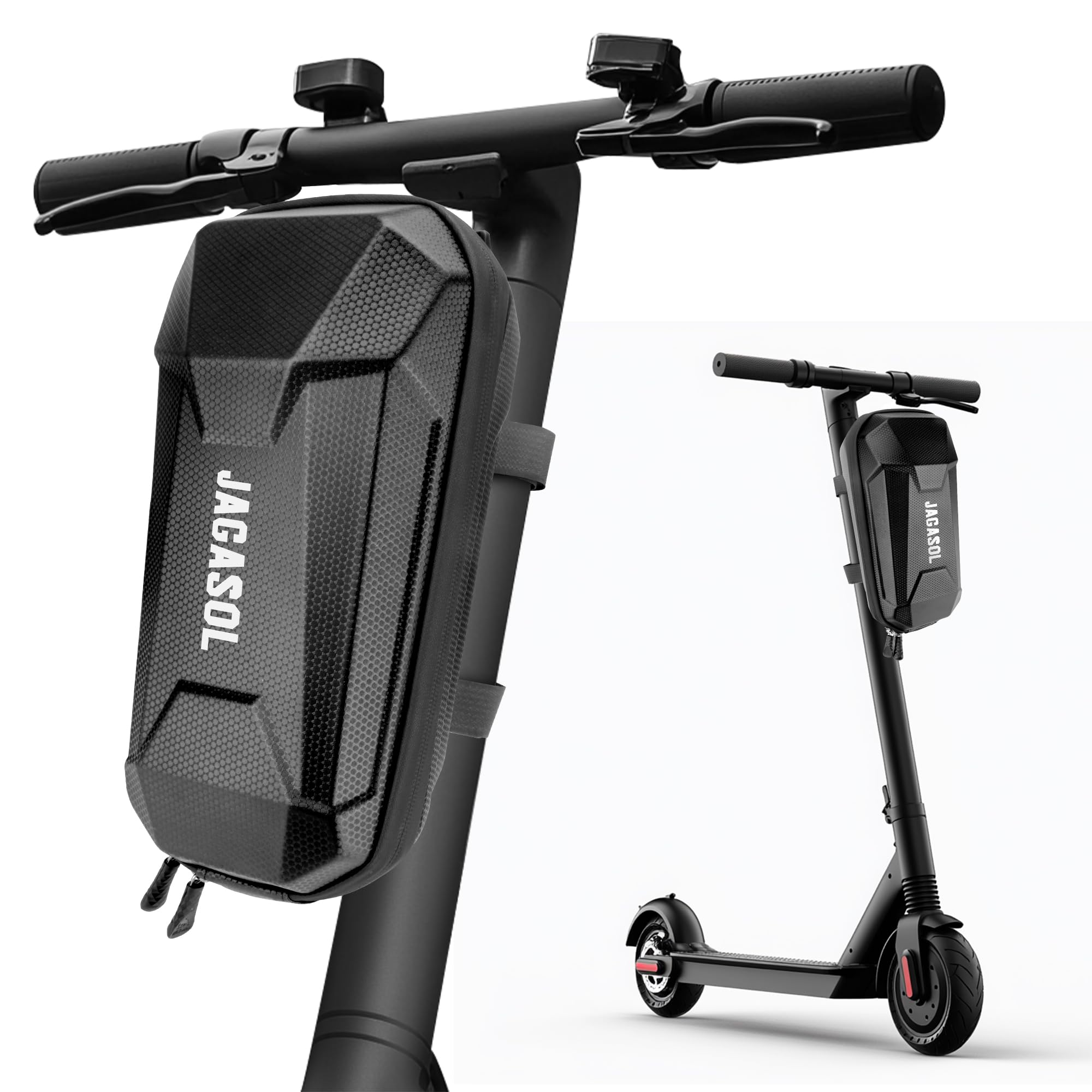 Photo 1 of JAGASOL Electric Scooter Bag, Waterproof Scooter Storage Bag, Universal E Scooter Accessories, Scooter Handlebar Bag with Reflective Strip, Hard shell, Large Capacity, Portable