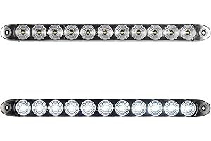 Partsam 2Pcs 15" Inch White Led Trailer Reverse Backup Light Bars Clear Lens, Sealed 11 LED Flange Mount Trailer Truck 15" In