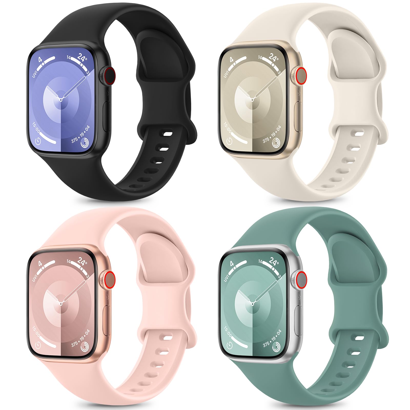 Higgs 4 Pack Sport Straps Compatible with Apple Watch Straps 11 10 46mm 42mm 44mm 45mm 46mm 49mm Women Men, Soft Silicone Strap Replacement Watchbands for iWatch Ultra 3/2, Series 9 8 7 6 5 4 3 2 1 SE
