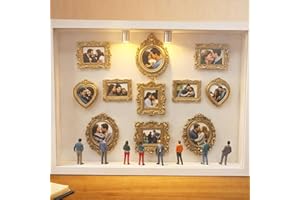 DIY Mini Museum Silhouette Box, Shadow Box Display Case with 11 Mini Frames & 8 Figurines, Personalized Photo Memory Display 