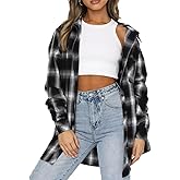 Lacozy Womens Buffalo Plaid Flannel Shirt Long Sleeve Collar Button Down Blouses Tops