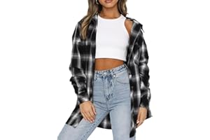 Lacozy Womens Buffalo Plaid Flannel Shirt Long Sleeve Collar Button Down Blouses Tops