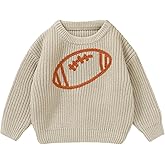 Giraropa Toddler Baby Boy Girl Clothes Knit Sweater Football Embroidery Sweatshirt Long Sleeve Shirt Warm Fall Winter Outfits