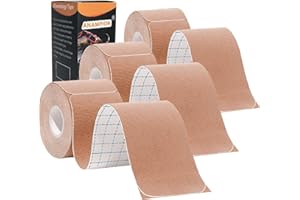 ANAMPION Kinesiology Tape Pro Athletic Sports (3 Rolls,60 Precut Strips) Waterproof Breathable Latex Free Tape for Ankle Wrists Knees Elastic Running Tennis Swimming Sports Activities Tapes(Flesh Color)