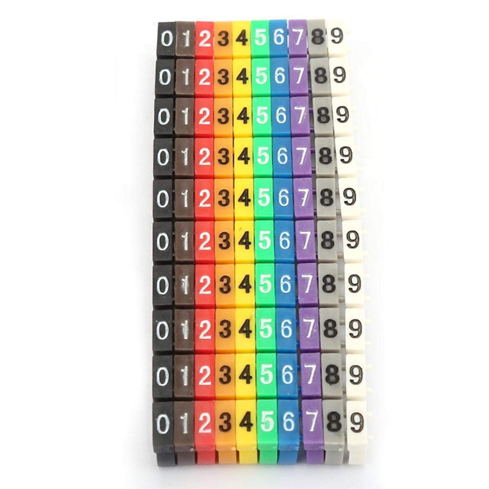 Wire Numbering Marker Plastic Wire Cable Marker Clip-On Design Cable Marker Tube Colorful for Marking the Color-Coded Cables(100Pcs 4mm²)