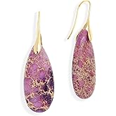 BXDA Natural Stone Dangle Drop Earrings for Women, Boho Healing Stone Lightweight Earing Prom Jewelry Gift.