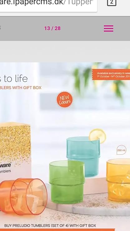 Tupperware Preludio Tumbler Green and Blue Pack of 4