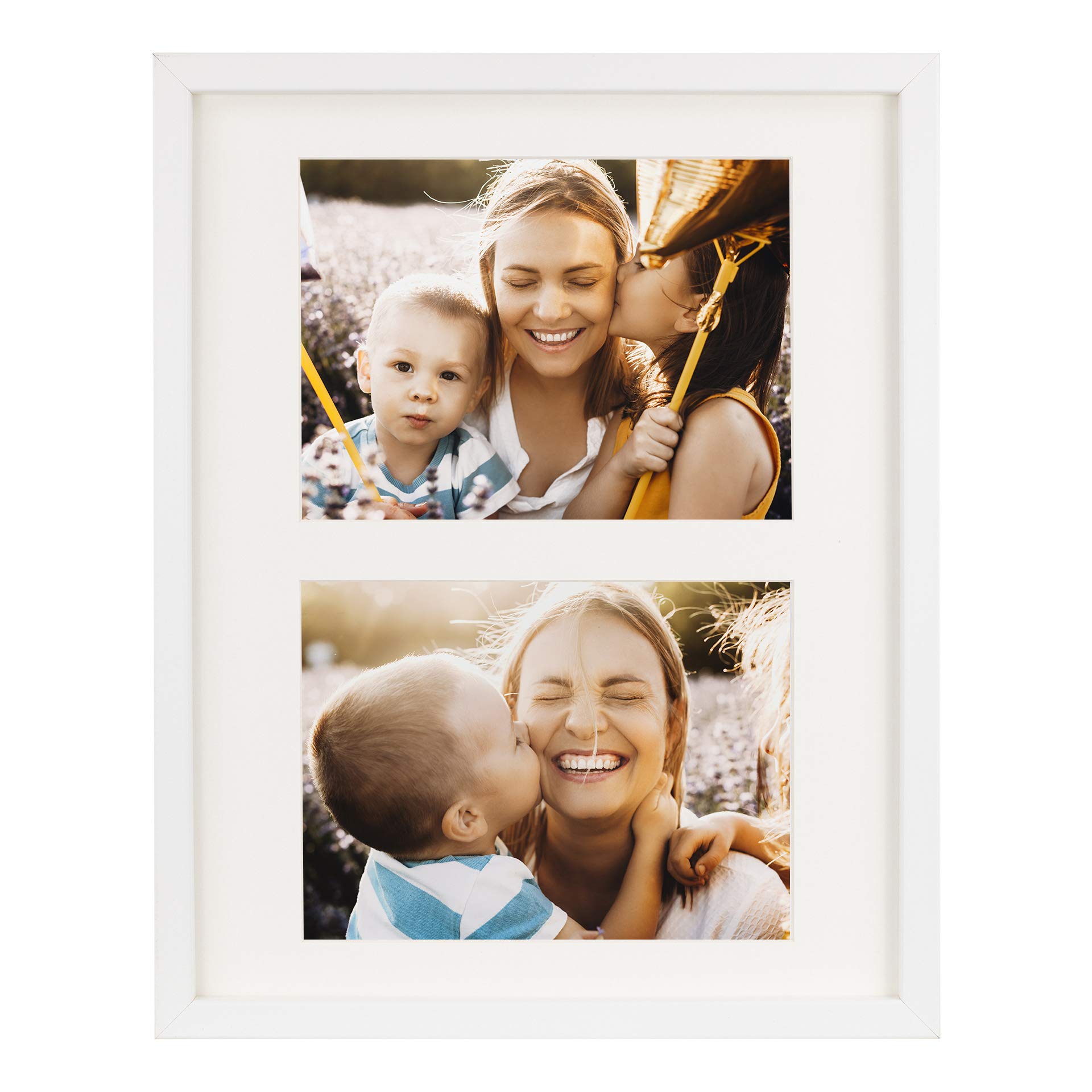 BD ART 11 x 14-Inch 2 Aperture Collage Photo Frame with mount for 2 pictures 6 x 8-Inch, WHITE