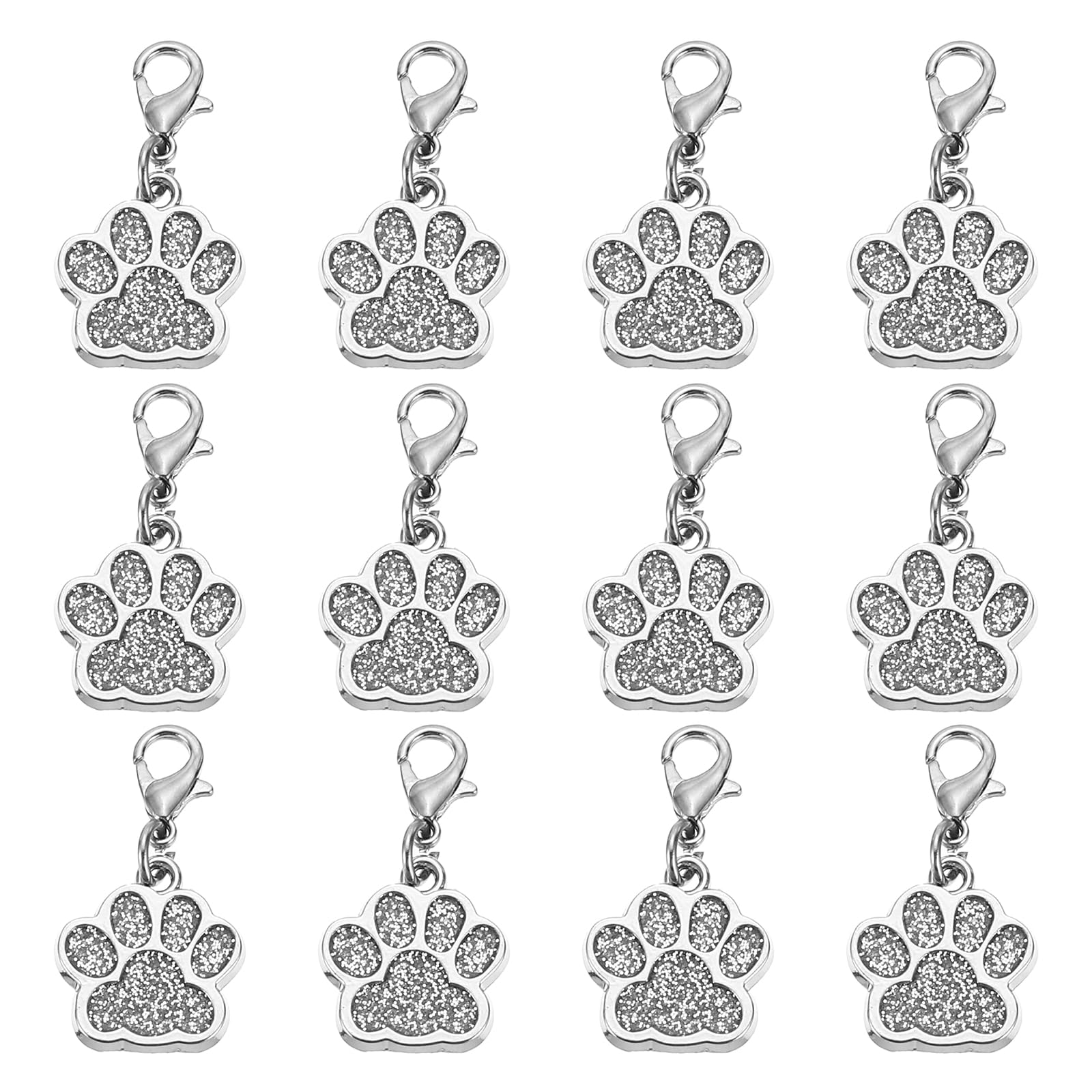PATIKIL Dog Paw Crochet Stitch Markers, 12 Pack Metal Pendants Charm Knitting Markers Stitch Marker for Sewing Crocheting Jewelry Making, Silver โ image 1