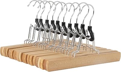Amazon Basics Wooden Pants Hangers 10-Pack 25 cm Natural