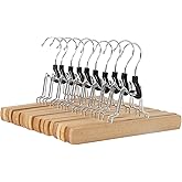 Amazon Basics Wooden Pants Hangers Closet Organizer, Natural, 20-Pack
