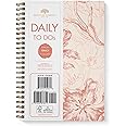 Undated To Do List by Bright Day Daily Task Checklist daily planner to do list notebook Non Dated Flex Cover Spiral Organizer Habit Tracker 8.25 x 6.25, Floral