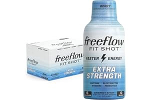 Freeflow Fit, Extra Strength Energy Shot, Berry (2 Ounce Shot, Pack of 12) - 150mg of Caffeine Per Shot, Zero Calorie, Zero Sugar Energy Shot…