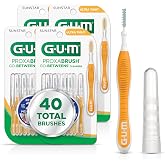 GUM Proxabrush Go-Betweens Ultra Tight Brushes, 10 Count (4 Pack) | Triangular soft bristles, Nylon-coated wire safe for braces &amp; implants, Reusable with breathable travel cap, 10 days of use