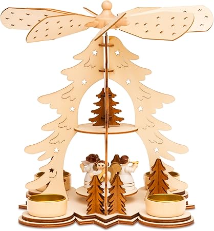 Immagini Di Natale Con Angeli.Sikora P27 Piramide Di Natale Portalumini In Legno Con Angeli Altezza 26 Cm Amazon It Casa E Cucina