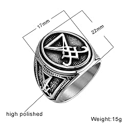 Hipunk Sigil of Lucifer Satanic Ring - Men Gothic