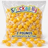 Butterscotch Candy Buttons 2 Lbs. - Individually Wrapped Hard Candy Packed By Snackadilly