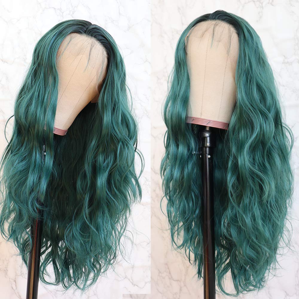 Amazon Com Jolitime Hair Ombre Green Color Lace Front Wig Loose