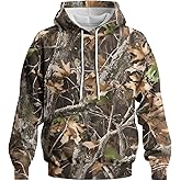 GHUALURU Men's Camo Hoodies Sweatshirt Hunting Shirts Camouflage Long Sleeve Fishing Clothes