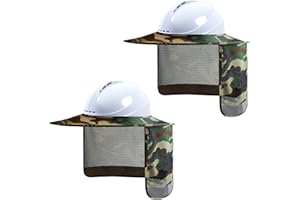 LIZMOF Hard Hat Sun Shade, High Visibility Sun Visor Neck Shade with Reflective Strip, Hard Hat Accessories, Full Brim, Man& Woman (Hard Hat Not Included), Camo, 2 Pack