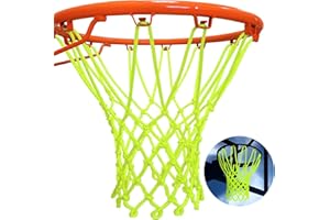 Upgraded Outdoor Glow-in-The-Dark Basketball net - Heavy 12 Circle Standard Size, Glow-in-The-Dark, Fluorescent Green, Suitab
