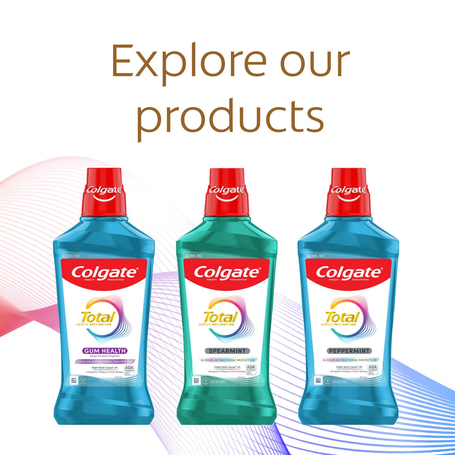 Colgate Total Pro-Shield Alcohol Free Mouthwash, Antibacterial Formula, Peppermint - 500 mL, 16.9 fluid ounce (6 Pack)