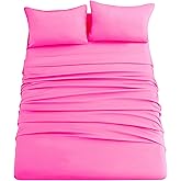 Ghooss Hot Pink Full Sheets Extra Soft Bed Sheets Brushed Microfiber 1800 Sheets - Deep Pocket, Wrinkle & Fade Free - 4 Piece-Hot Pink,Full
